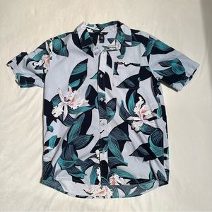 Volcom Cut Out Floral Boys Black & Gray Shirt